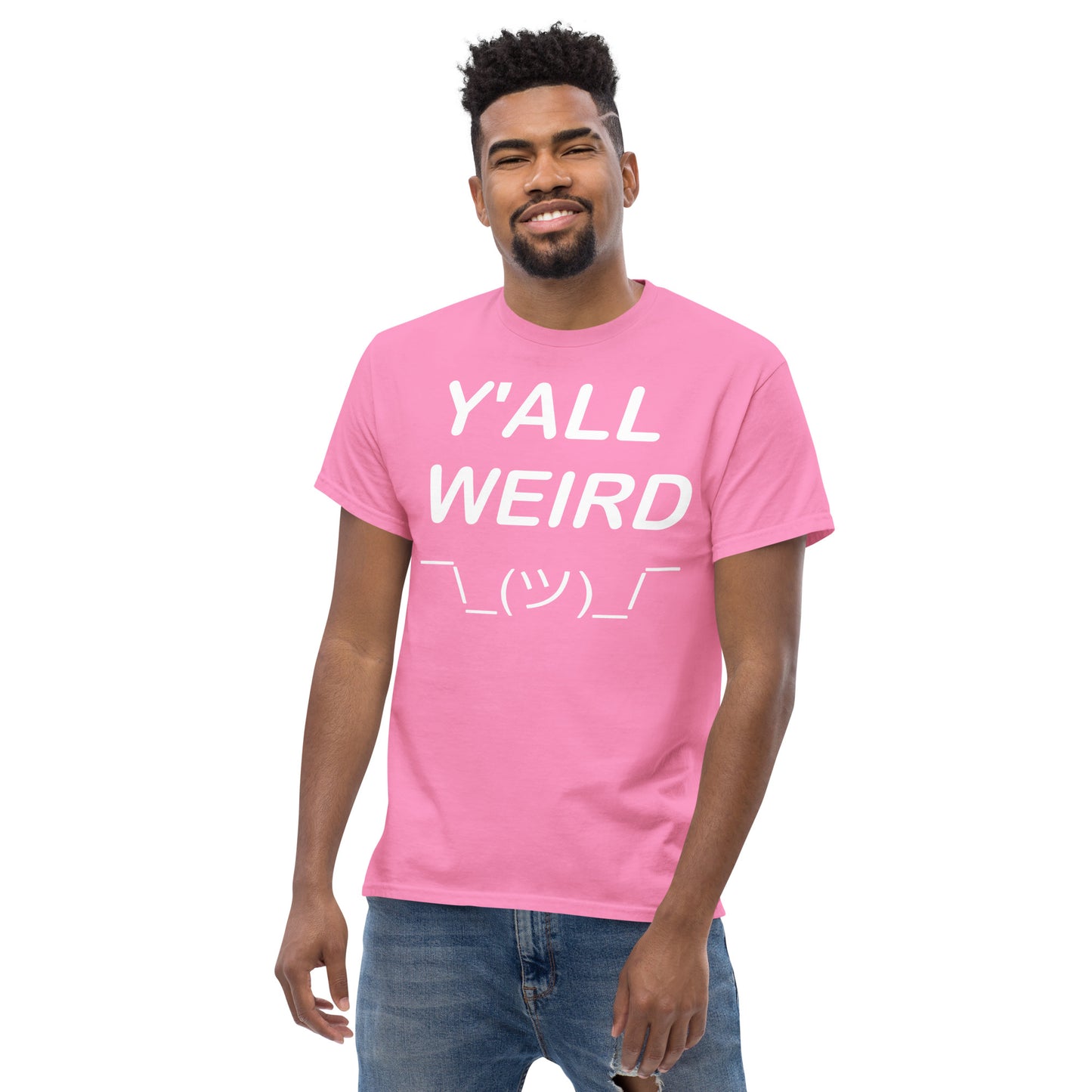 Y'ALL WEIRD Men's Tee (WHITE PRINT)