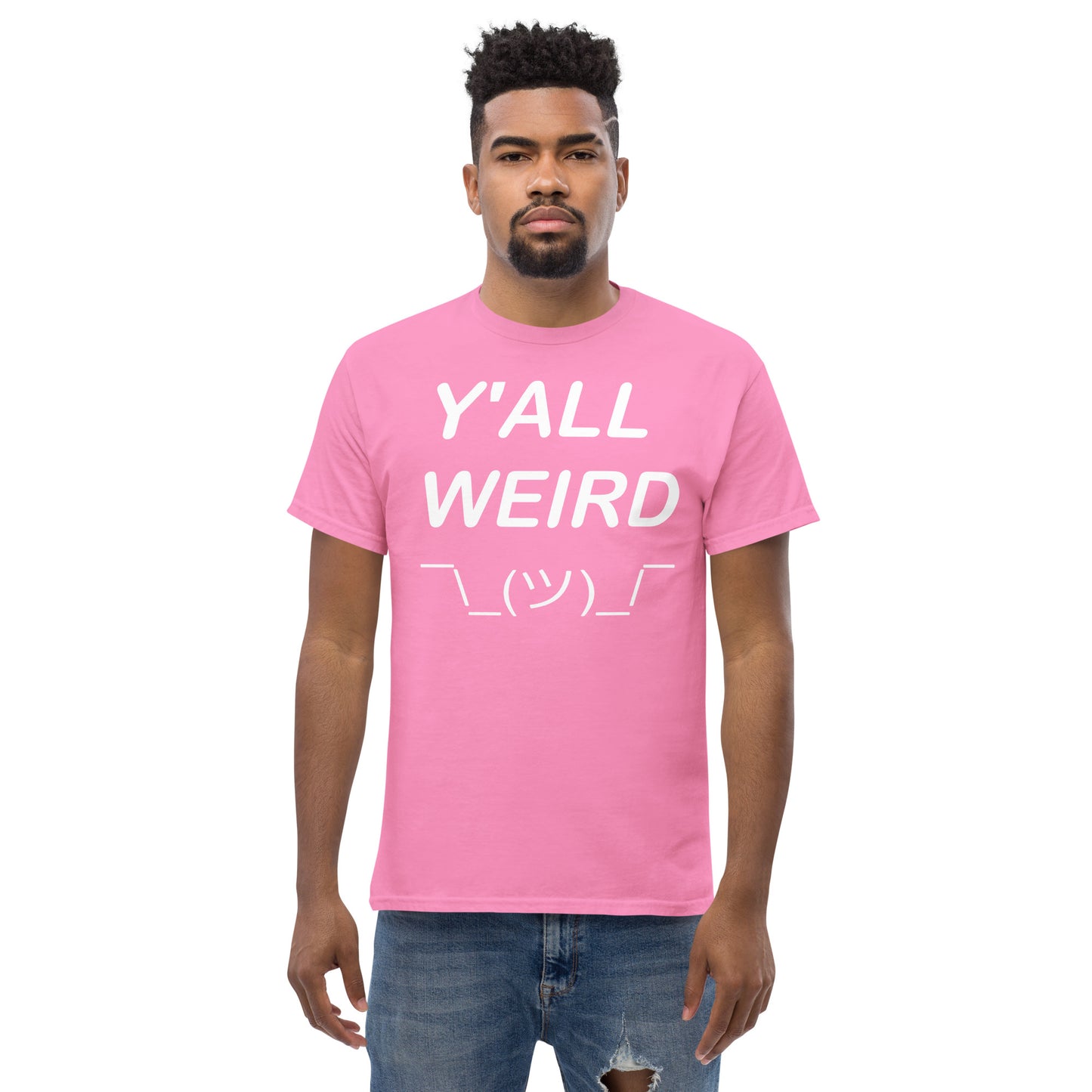 Y'ALL WEIRD Men's Tee (WHITE PRINT)