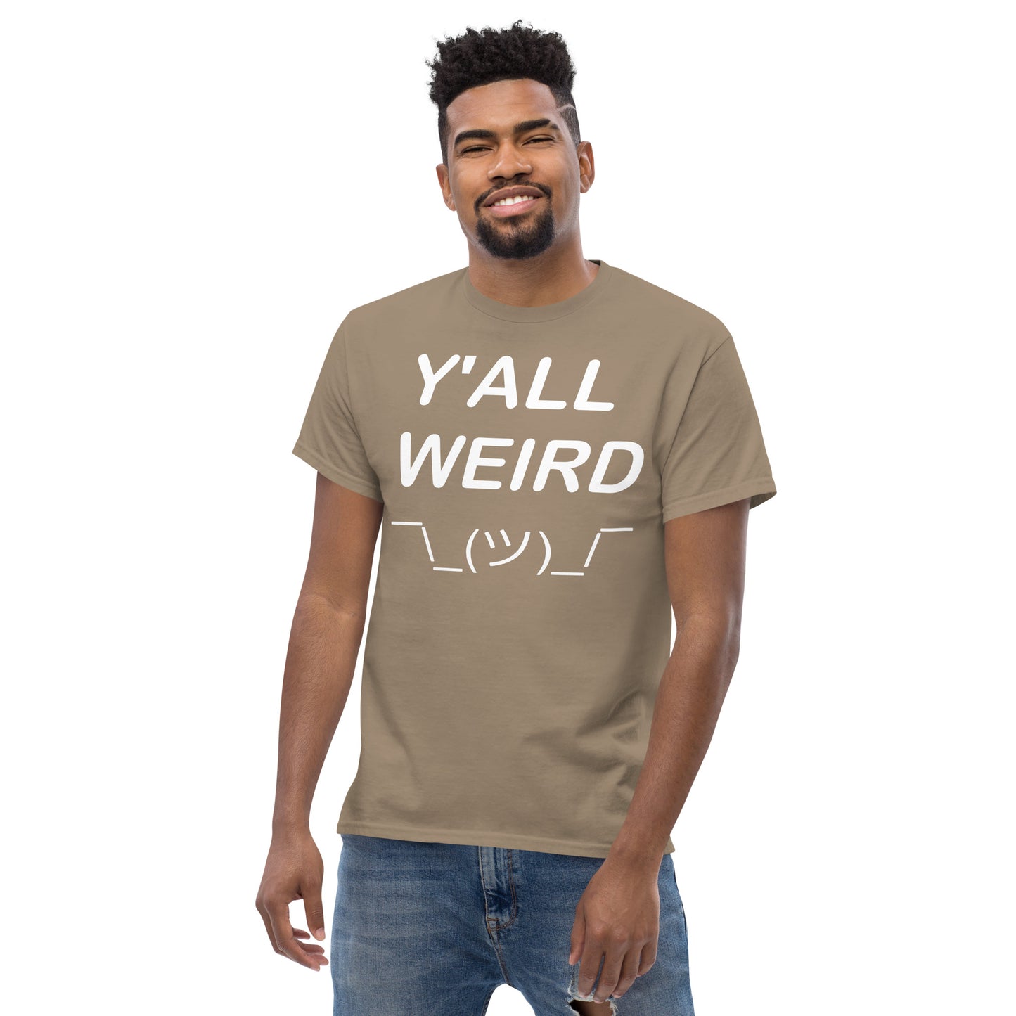 Y'ALL WEIRD Men's Tee (WHITE PRINT)