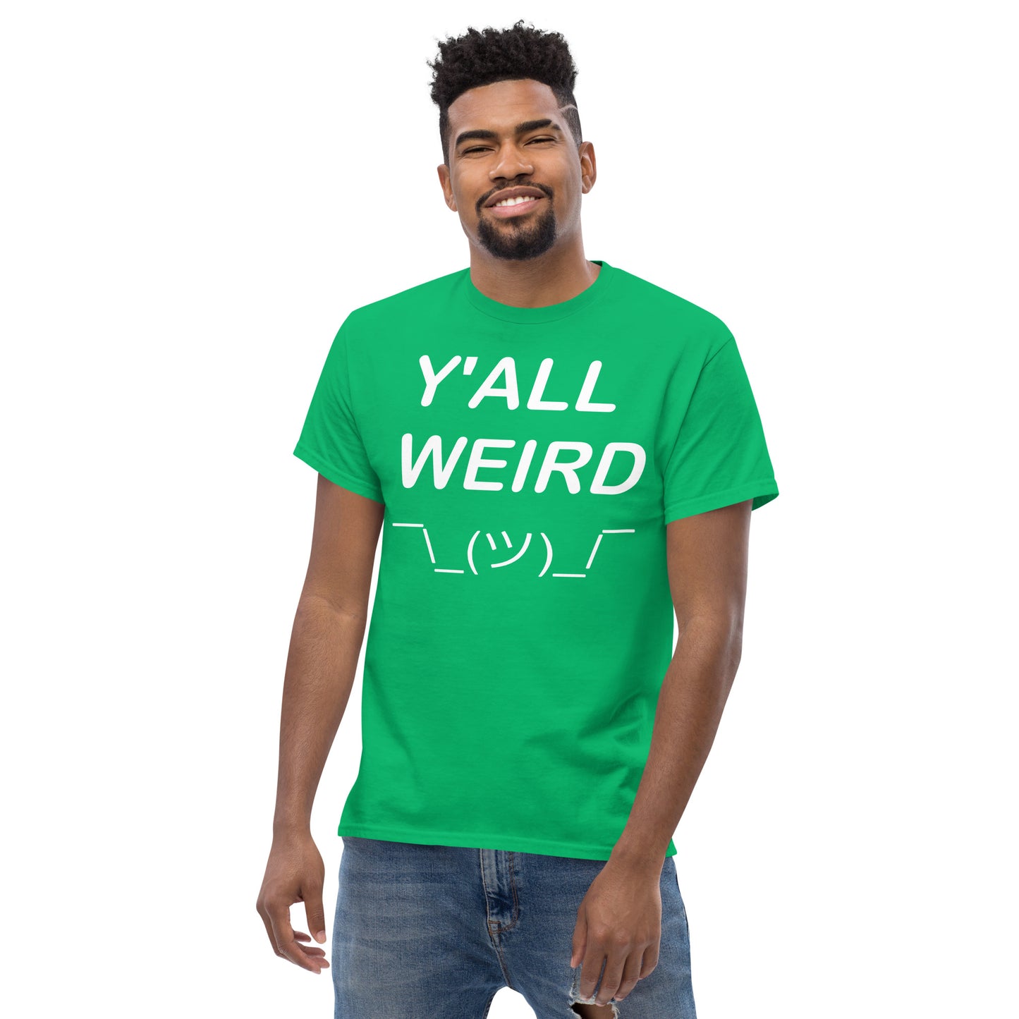 Y'ALL WEIRD Men's Tee (WHITE PRINT)