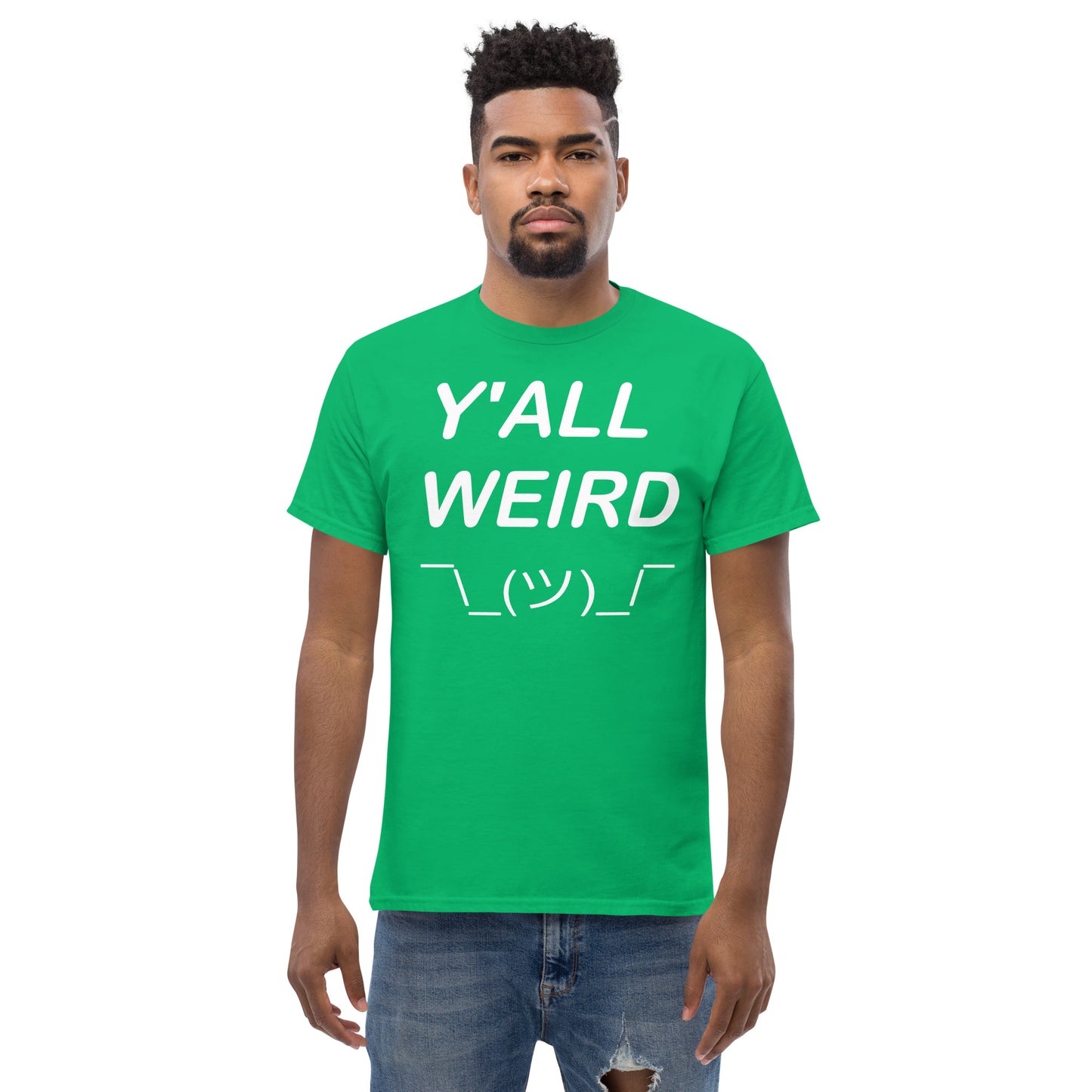 Y'ALL WEIRD Men's Tee (WHITE PRINT)