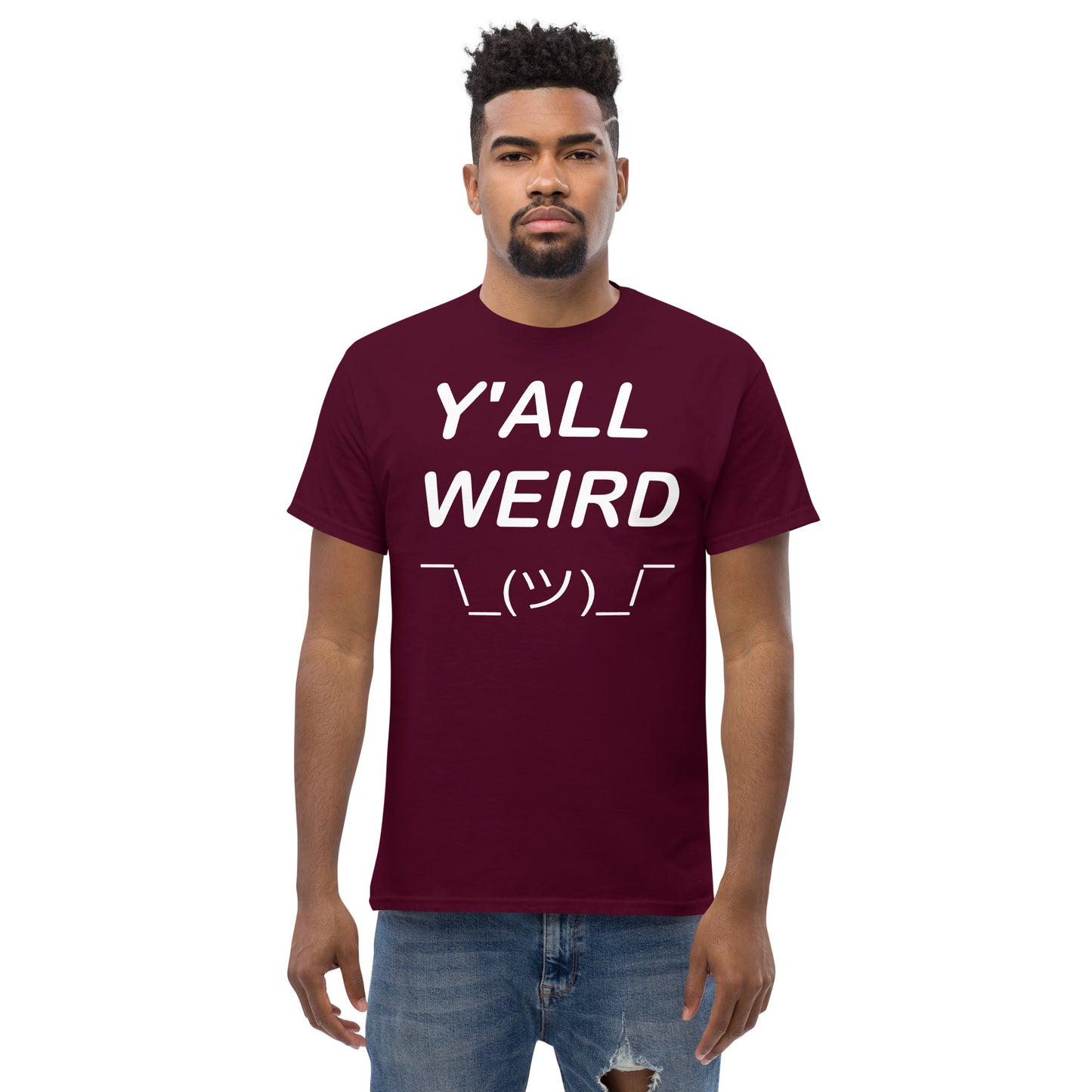 Y'ALL WEIRD Men's Tee (WHITE PRINT)