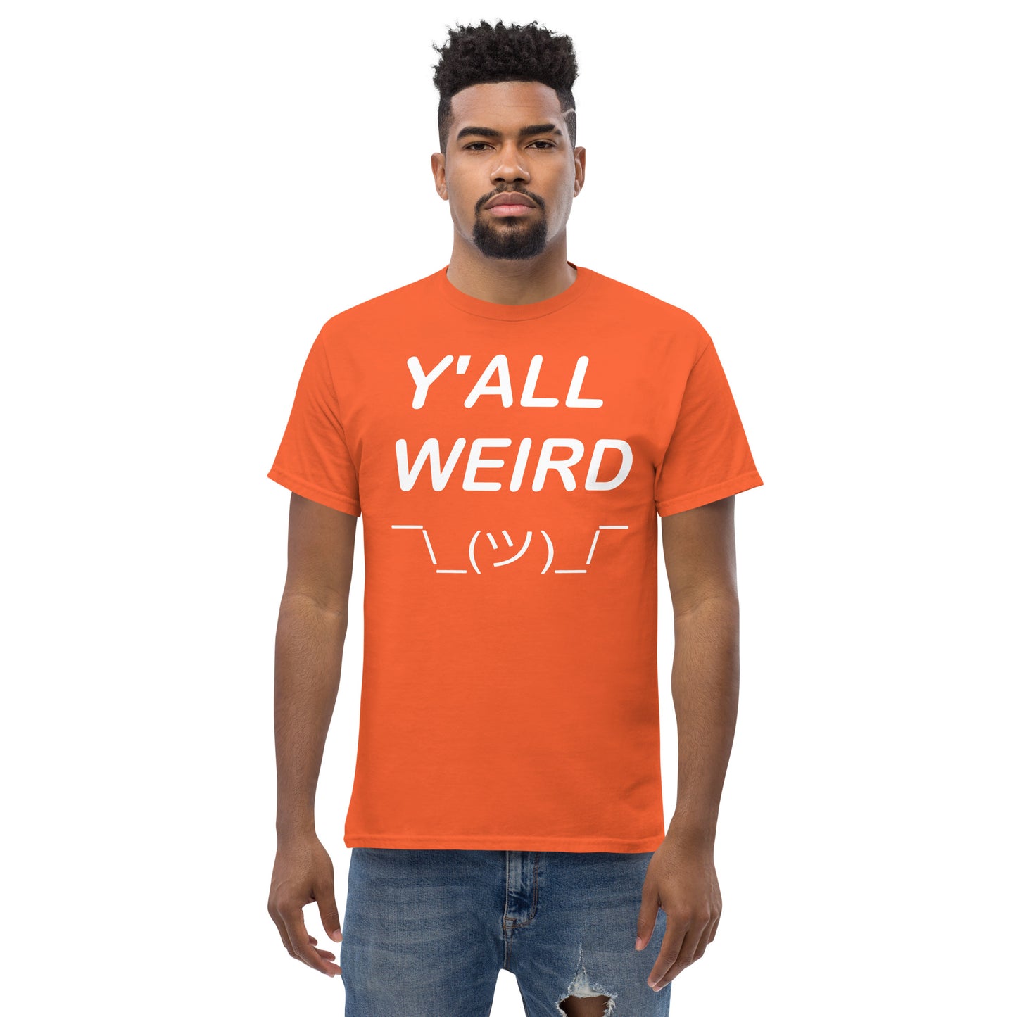 Y'ALL WEIRD Men's Tee (WHITE PRINT)