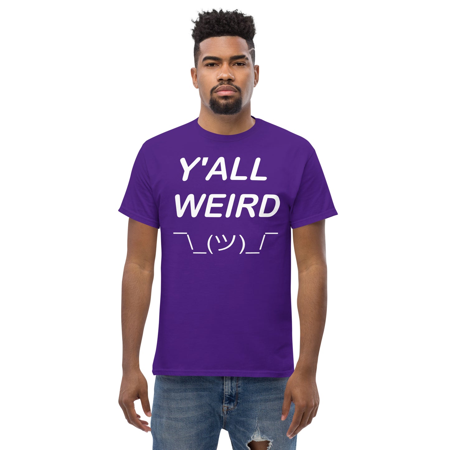 Y'ALL WEIRD Men's Tee (WHITE PRINT)