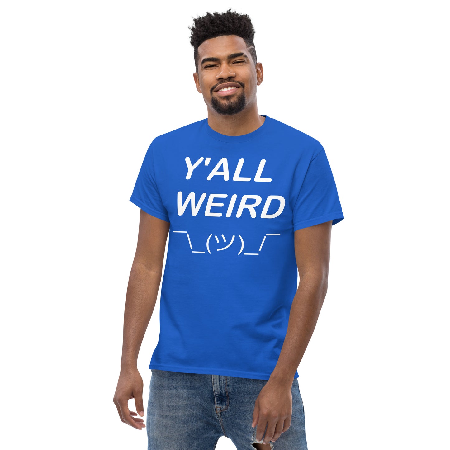 Y'ALL WEIRD Men's Tee (WHITE PRINT)