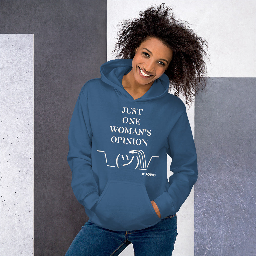 JUST ONE WOMAN'S OPINION Hoodie (White Print)