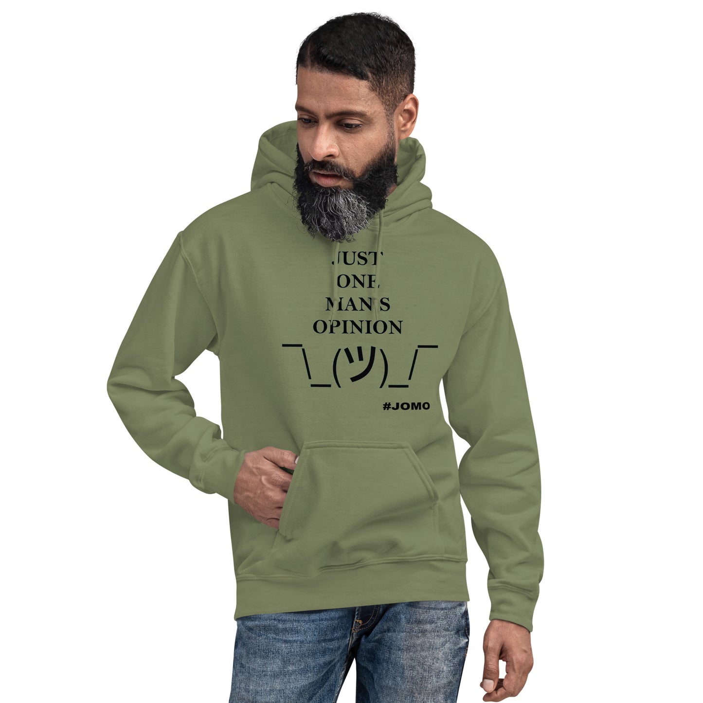 JUST ONE MAN'S OPINION Hoodie (Black Print)