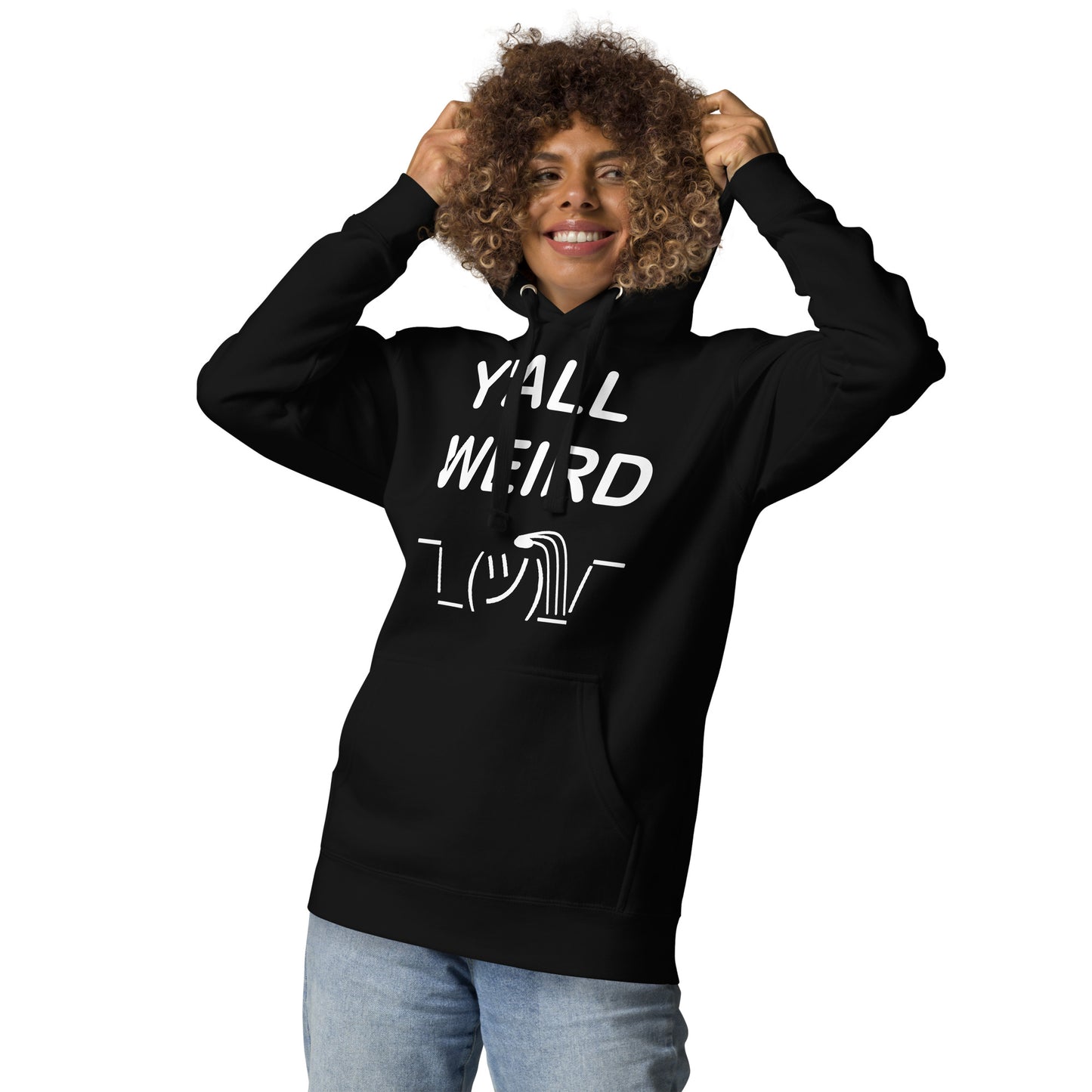 Y'ALL WEIRD Women's Hoodie (WHITE PRINT)