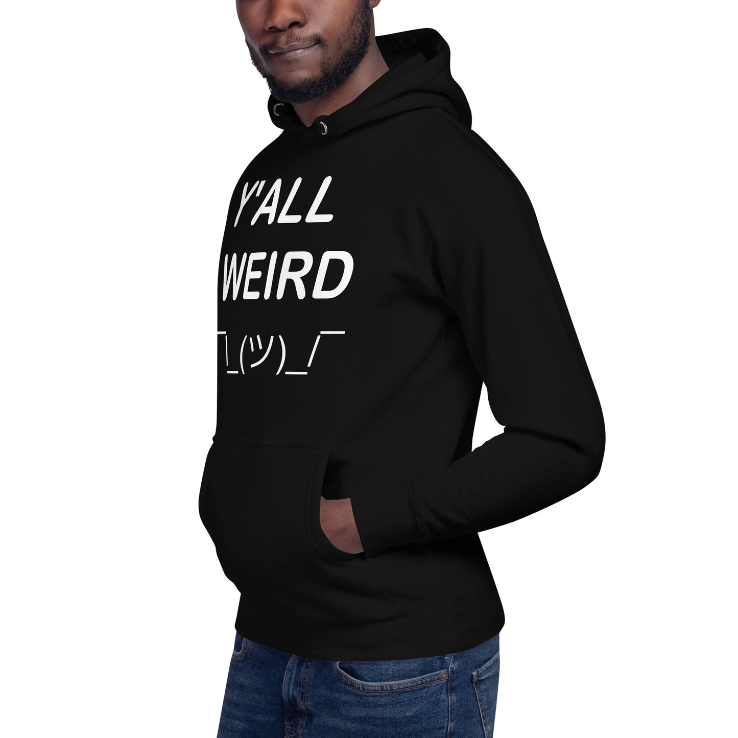 Y'ALL WEIRD Men's Hoodie (WHITE PRINT)