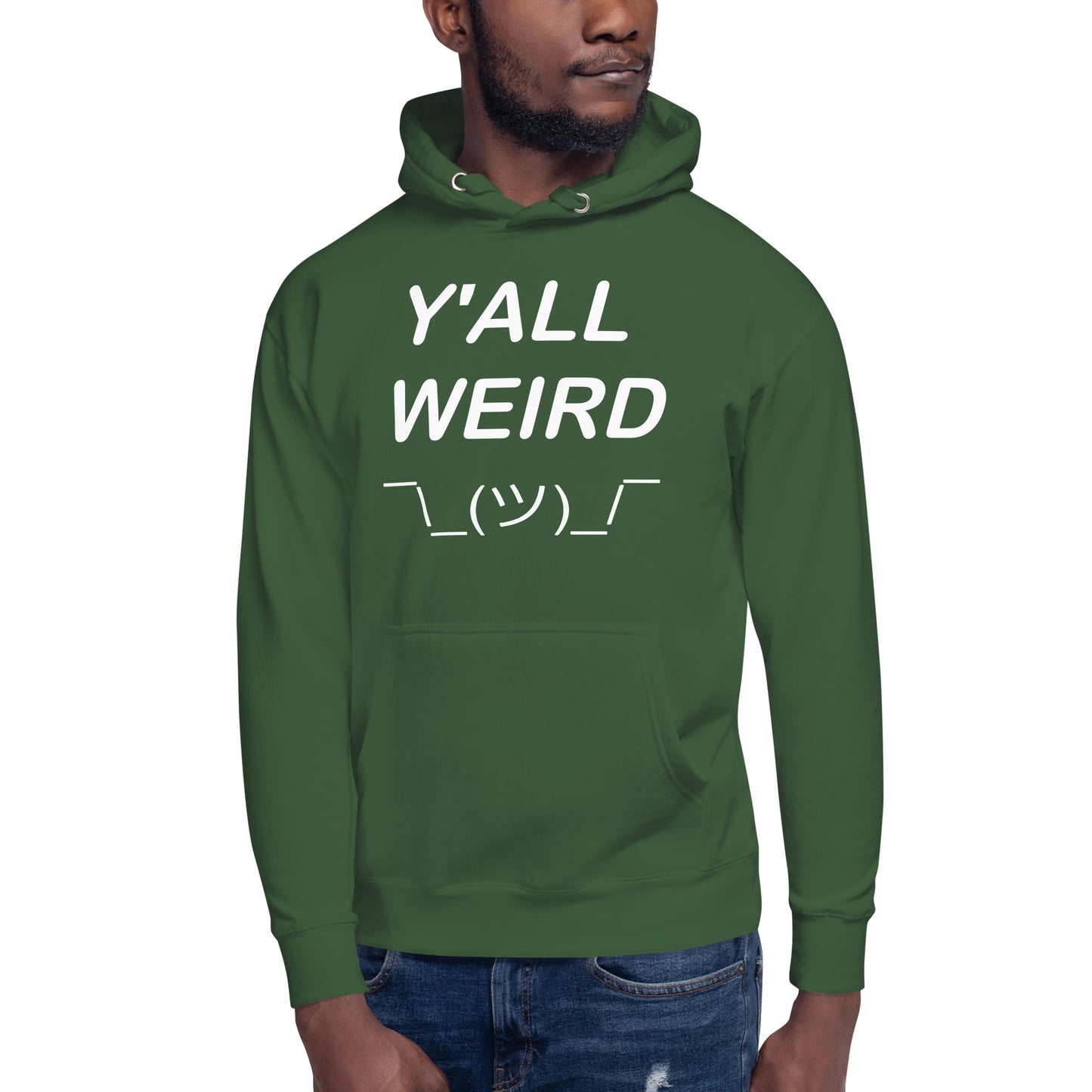 Y'ALL WEIRD Men's Hoodie (WHITE PRINT)