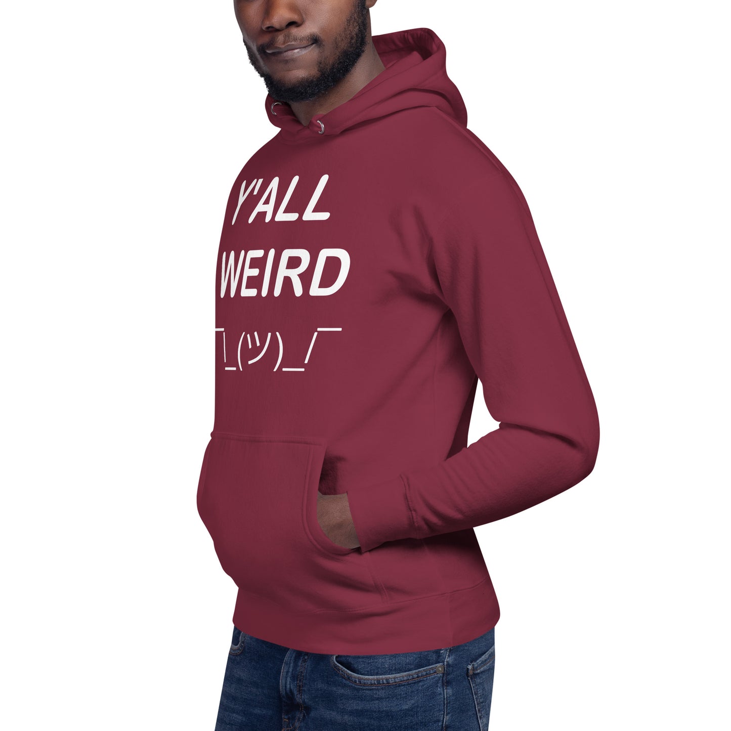 Y'ALL WEIRD Men's Hoodie (WHITE PRINT)