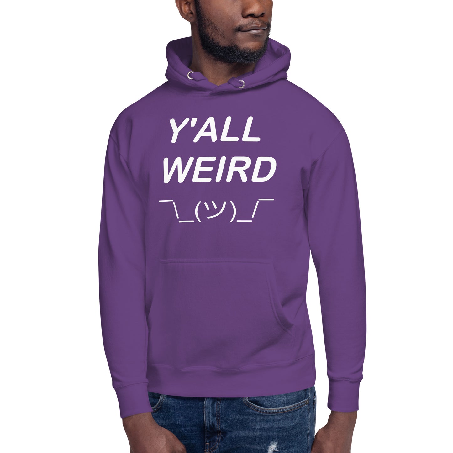 Y'ALL WEIRD Men's Hoodie (WHITE PRINT)